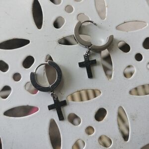 Faith No Brand Faux Silver Cross Clasp Mini Earrings